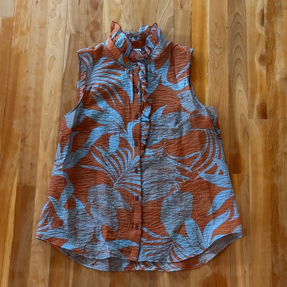 CAbi Tops - CAbi Rust and Blue Sleeveless Blouse